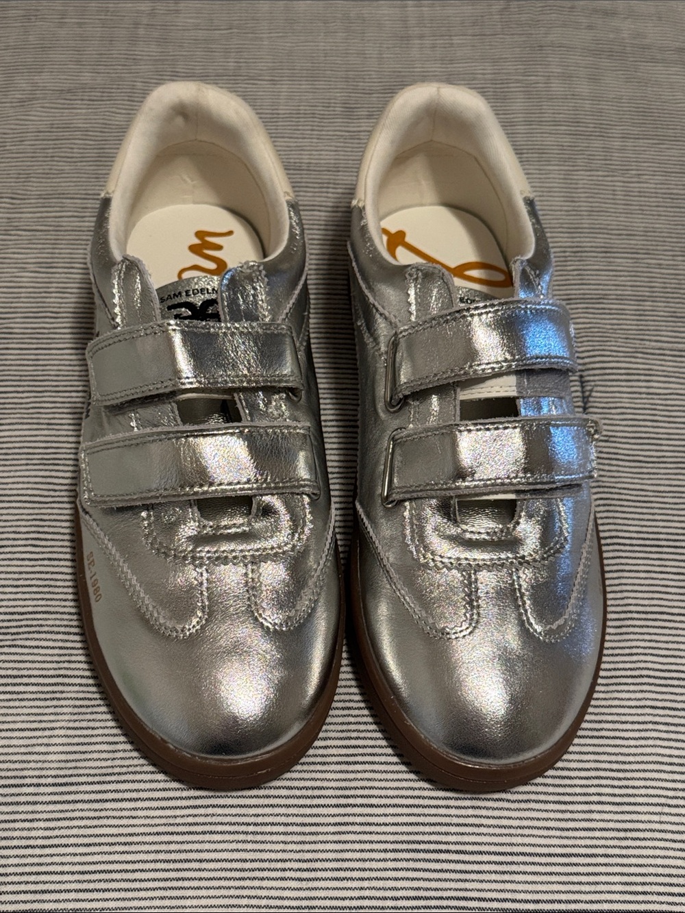 Sam Edelman Silver Metallic Velcro Sneakers